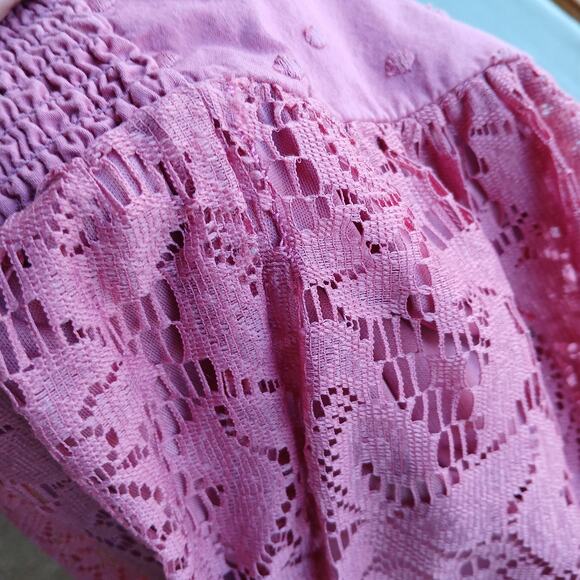 AEO Pink Bustier Lace Babydoll Dress Small removable padding adjustable straps - Picture 16 of 16